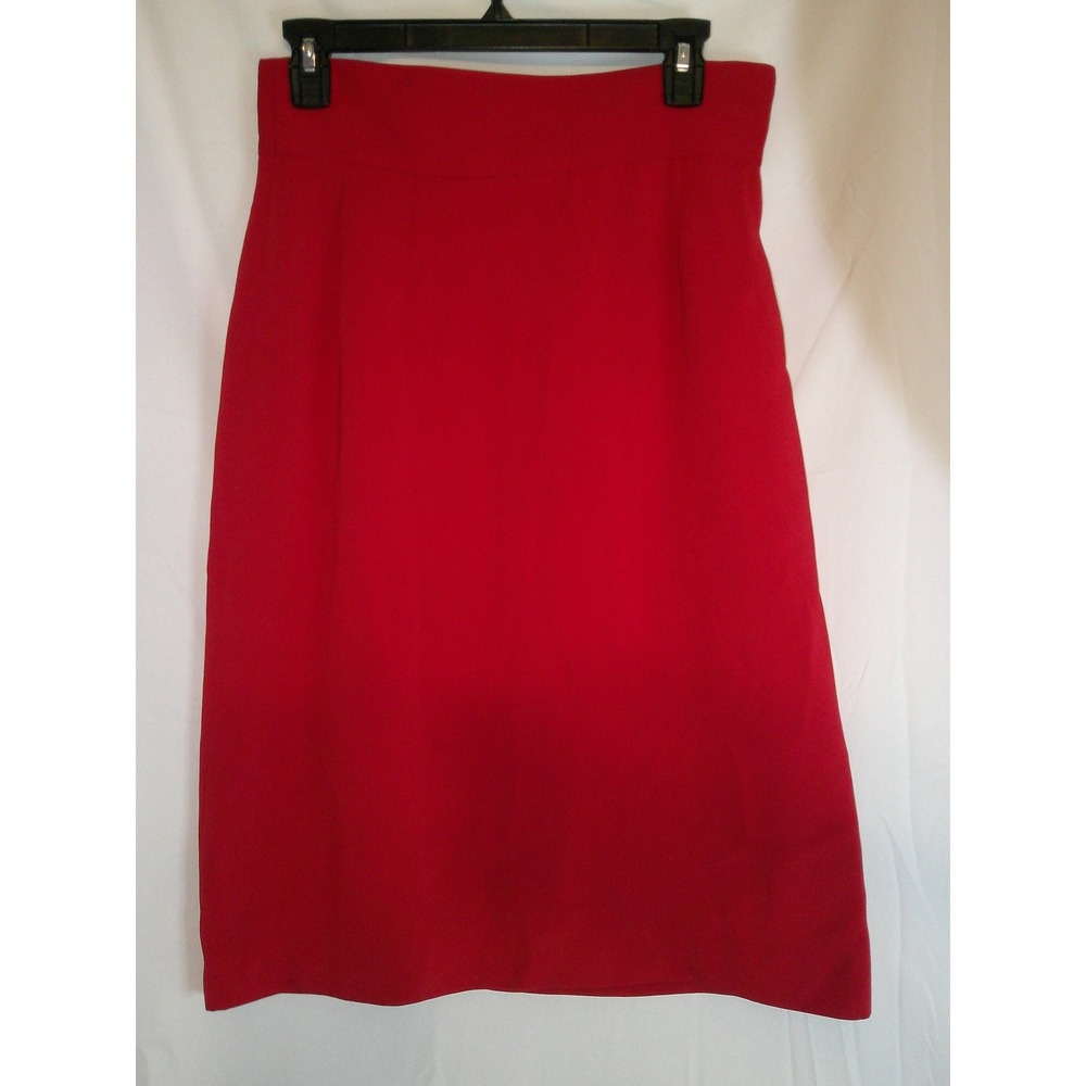 Vintage Harve Benard Red Pencil Skirt Womens Career Office Knee Length